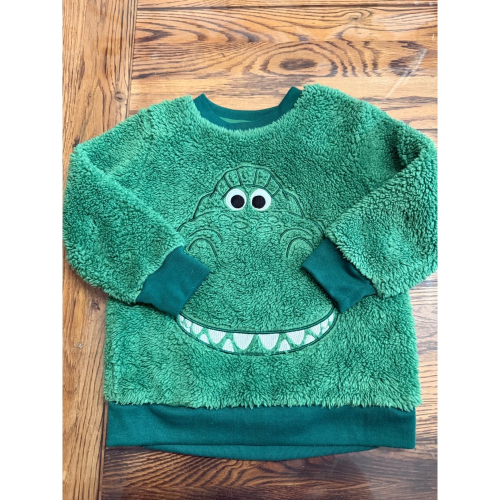 Disney Fleece Pullover Kids 3T Green Toy Story Rex Dinosaur Sherpa Sweatshirt